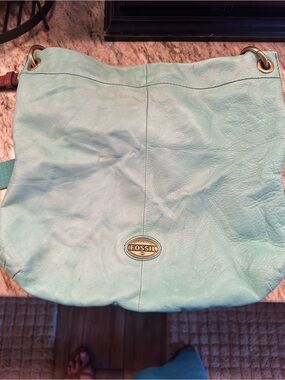 Fossil Mint Green Leather Shoulder Bag